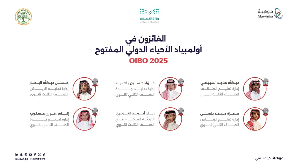  المنتخب السعودي للأحياء يحصد 6 ميداليات فضية في أولمبياد الأحياء الدولي المفتوح OIBO 2025